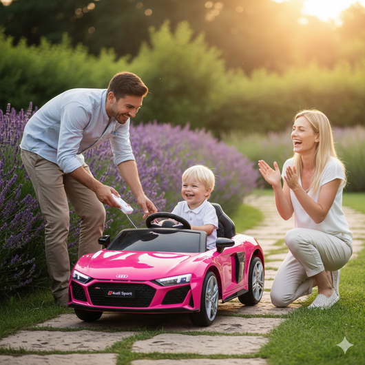 Macchina Elettrica per Bambini 12V Licenza Ufficiale Audi R8 New Spyder con Telecomando e Sedile in pelle Rosa