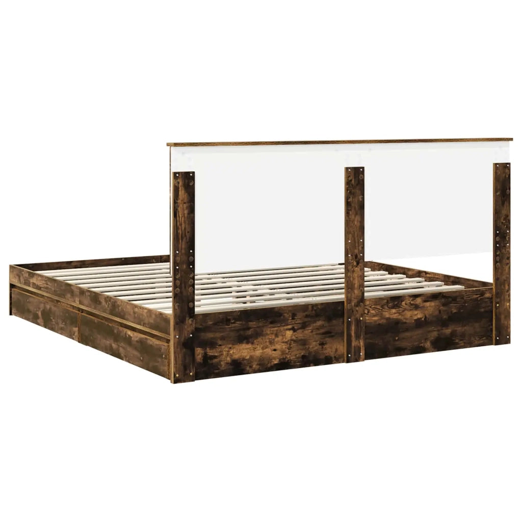 Letto con Contenitore con testiera Rovere fumé 180 x 200 cm 3409528