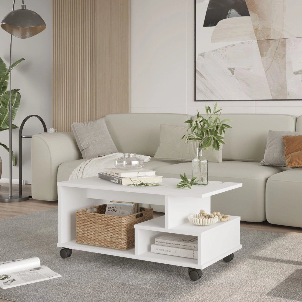 Tavolino in legno "MIN9" - 90 x 51 x 42 cm - Bianco