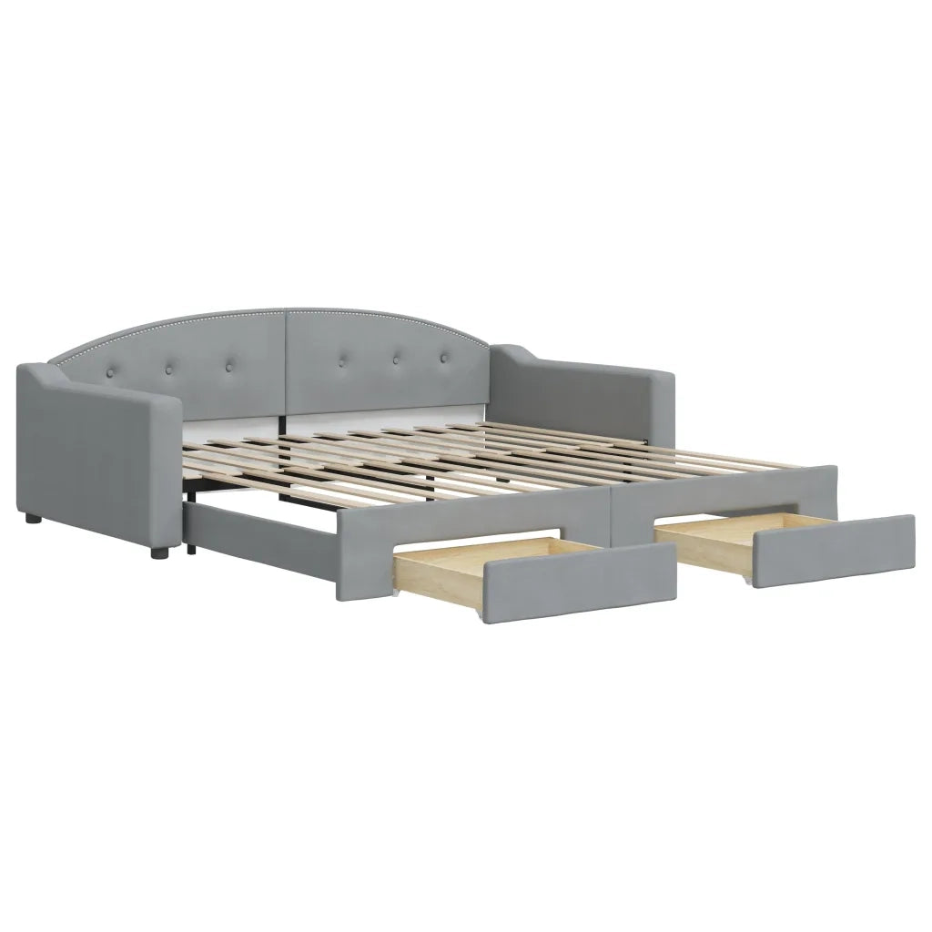Divano Letto Estraibile Cassetti-Sofa Letto-Daybed Grigio Chiaro 100x200 Tessuto 371041