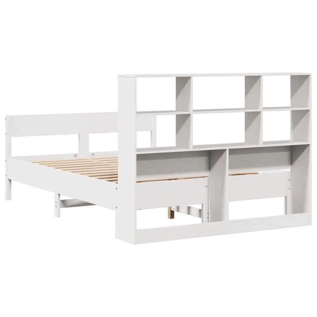 Letto Libreria senza Materasso Bianco 140x190 cm Legno di Pino