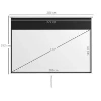 Telo per Proiettore 120" Rapporto 16:9, Fissaggio a Muro e Soffitto per Casa e Ufficio, Bianco