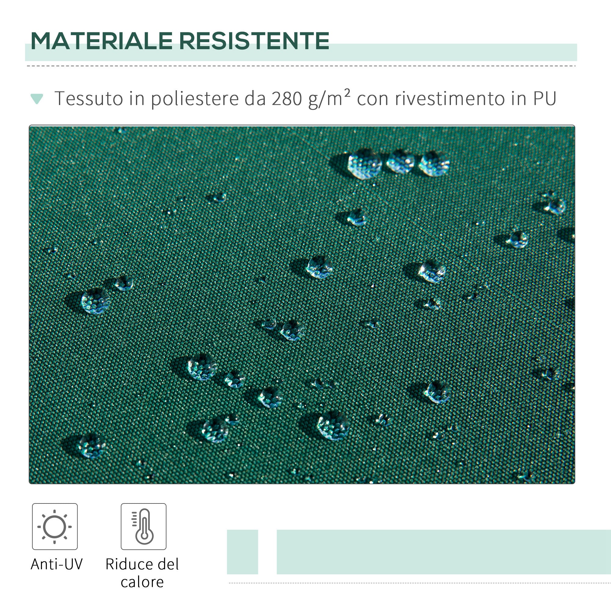 Tenda da Sole a Manovella 3x2 m ad Angolazione Regolabile in Alluminio Acciaio e Poliestere Verde