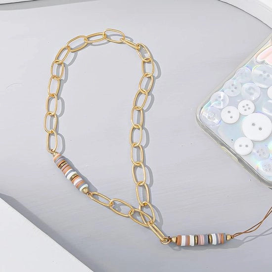 Cinturino per Telefono in Oro - Supporto per Telefono - Chiave a Cinturino - Lanyard per Smartphone - Cinturino Corto - Antiverrificatore 36 cm - Lanyard per Smartphone Portatile