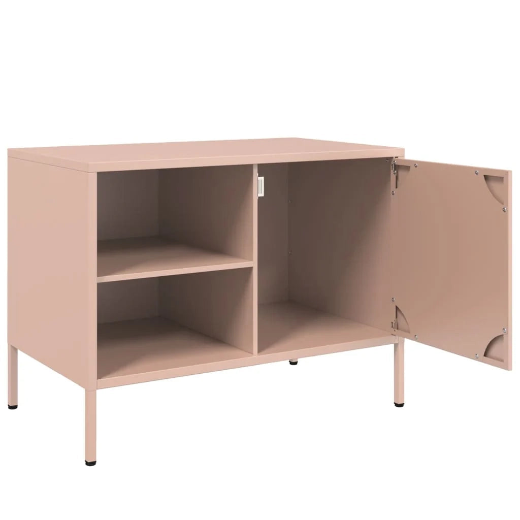 Mobile TV multimediale scaffale TV credenza mobile TV sala da pranzo soggiorno camera da letto 2 pezzi rosa 68 x 39 x 50,5 cm acciaio rosa 02_0028648