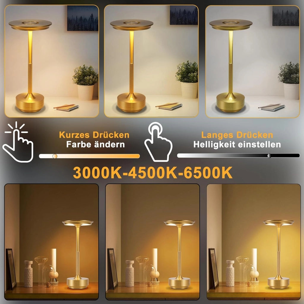 ZMH Lampada da tavolo wireless set 2 pezzi batteria touch dimmerabile USB ricaricabile per comodino camera letto