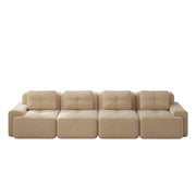 divano modulare 4 posti; seduta profonda 74 cm; schiuma 32D; tessuto velluto a coste beige