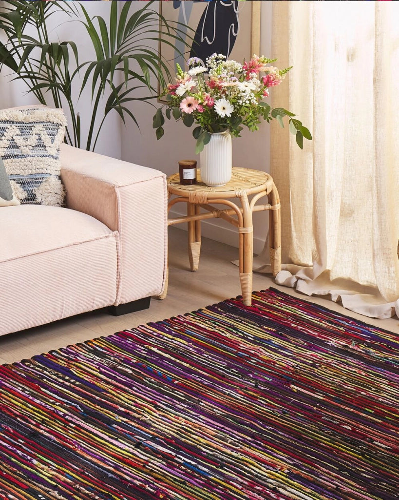 Tappeto Cotone Multicolore Scuro 160 x 230 cm Rettangolare Fatto a Mano Boho Eclettico