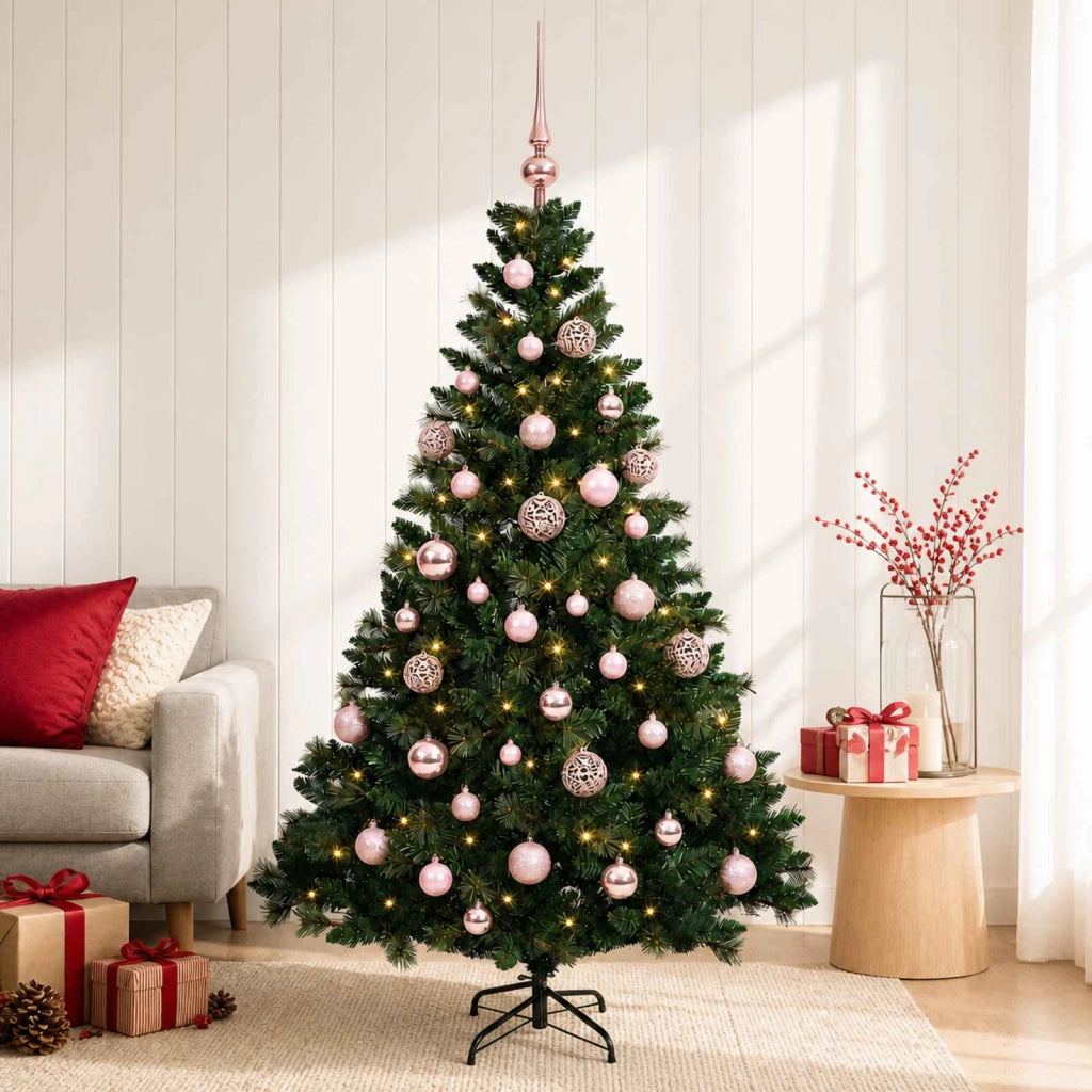 Albero di Natale Artificiale con Palline 120 cm 150 LED 3465769