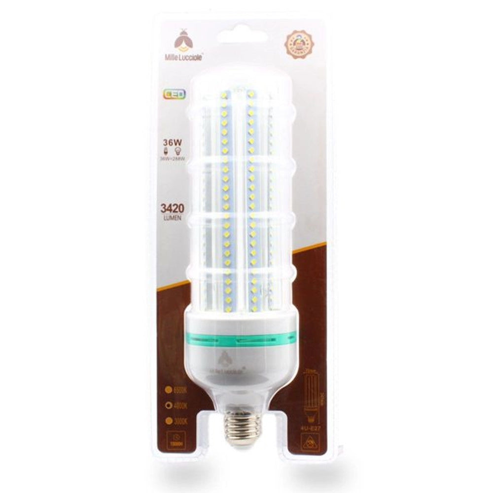 Trade Shop - Lampadina Led E27 36w 4u 3420lm Tubolare Tubo Lineare Luce Fredda Naturale Calda - -bianco Freddo      -