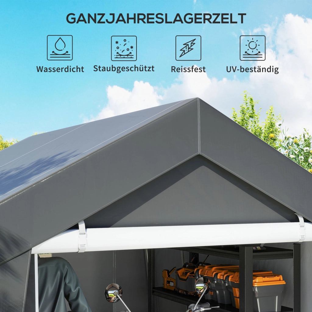 Tenda Garage 3x3 m ¨C Minimal ¨C Grigio Scuro con Rollt¨¹r e Finestra di Ventilazione