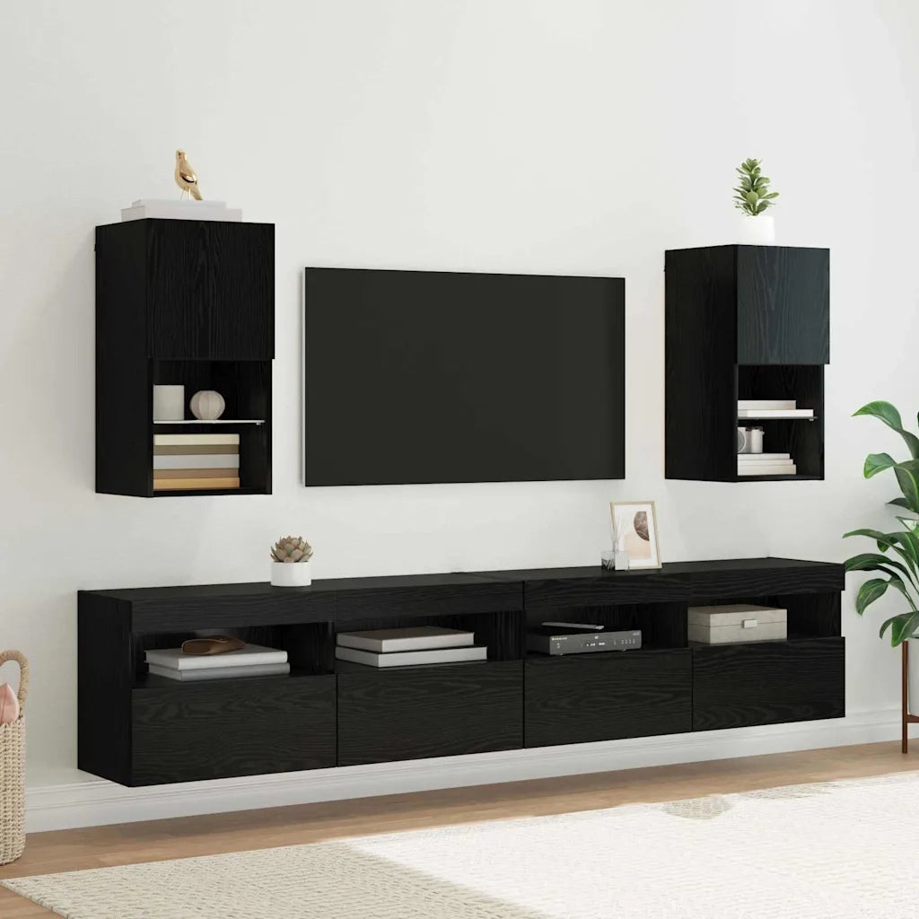 Mobile TV da parete-Mobile TV a Muro-Credenza TV Rovere Nero 30,5 x 30 x 60 cm 874570