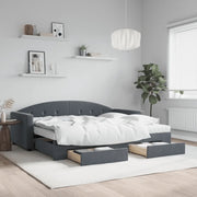 Divano Letto Estraibile Cassetti Grigio Scuro 90x200cm Velluto 3197374