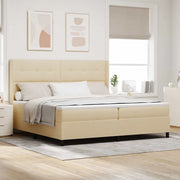 Letto a Sorgente LED con materasso Crema 200 x 200 cm Tessuto