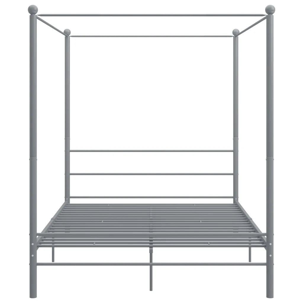 Letto a Baldacchino Grigio in Metallo 160x200 cm 325065