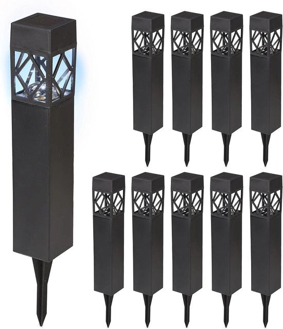 Set di lampada da giardino a LED da 10 con sensor di sospensione automatica, acqua resistente, nero, dimensioni: 41 x 6 x 6 cm
