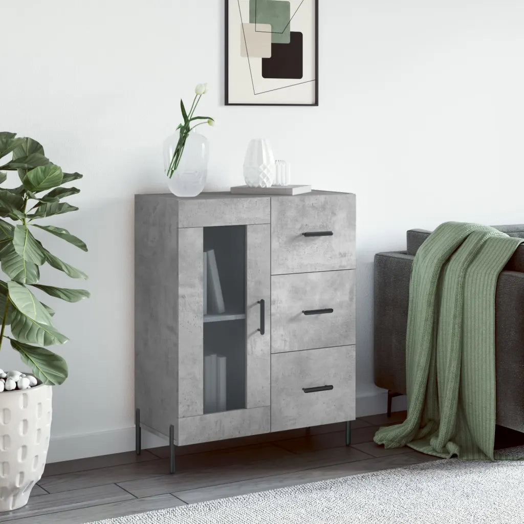 Credenza | Madia | Buffet da pranzo | Armadio da pranzo Grigio Cemento 69,5x34x90 cm in Legno Multistrato