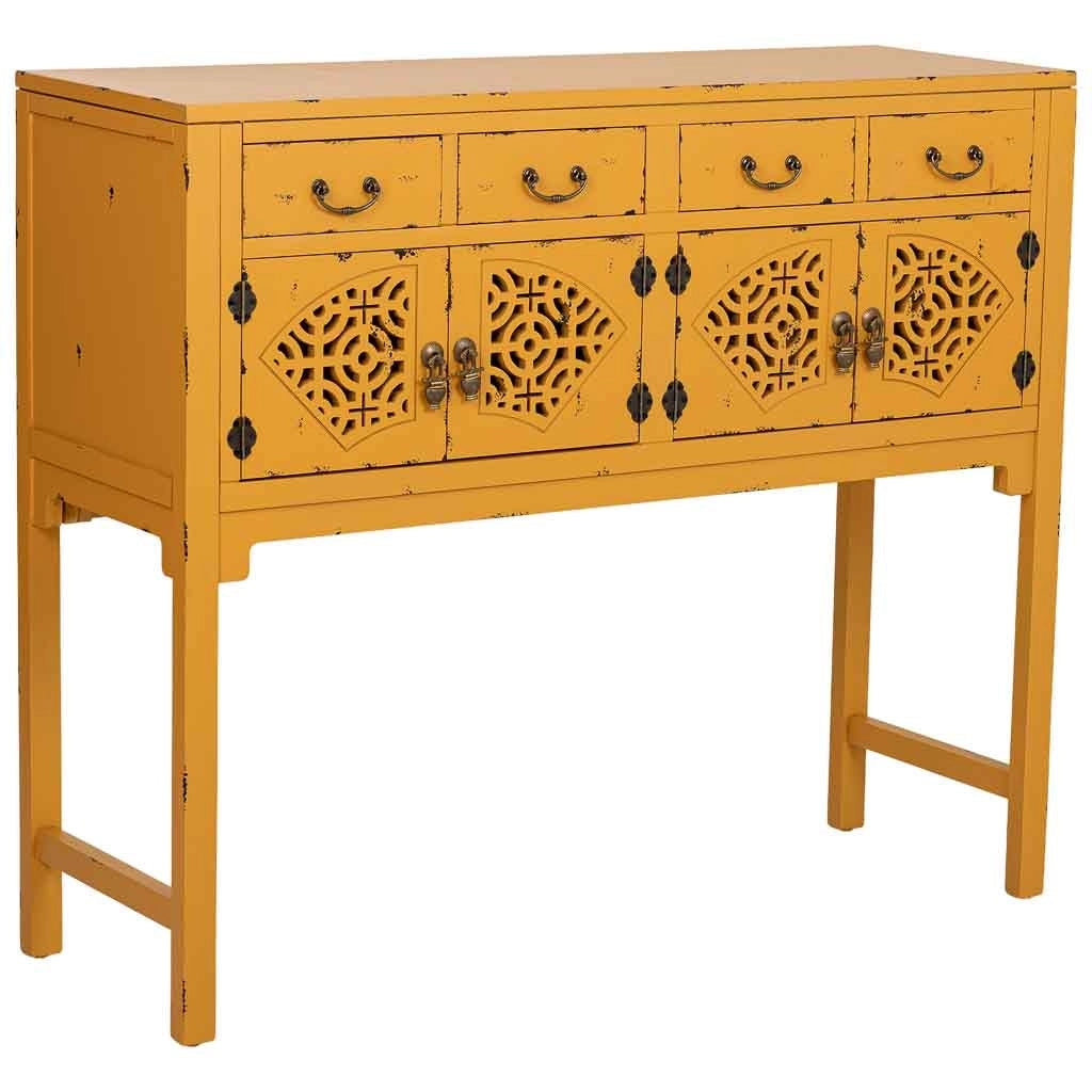 Tavolino da ingresso in legno giallo 120x40x102h cm