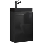 LineaViva di Ezooza Mobile Sospeso con lavabo in ceramica di alta qualità, Nero , lavabo Nero