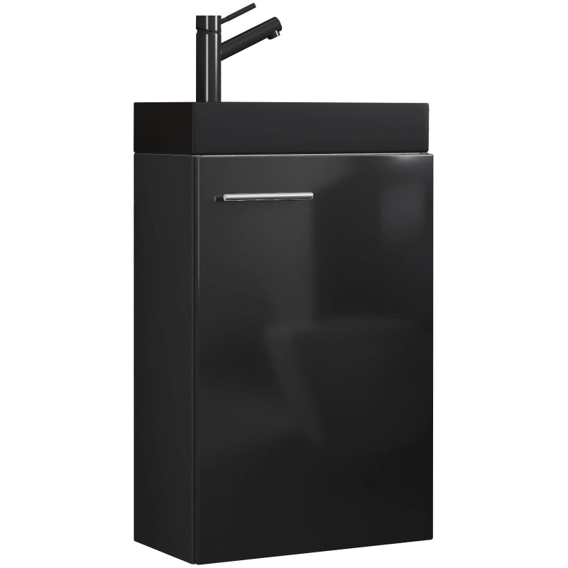 LineaViva di Ezooza Mobile Sospeso con lavabo in ceramica di alta qualità, Nero , lavabo Nero