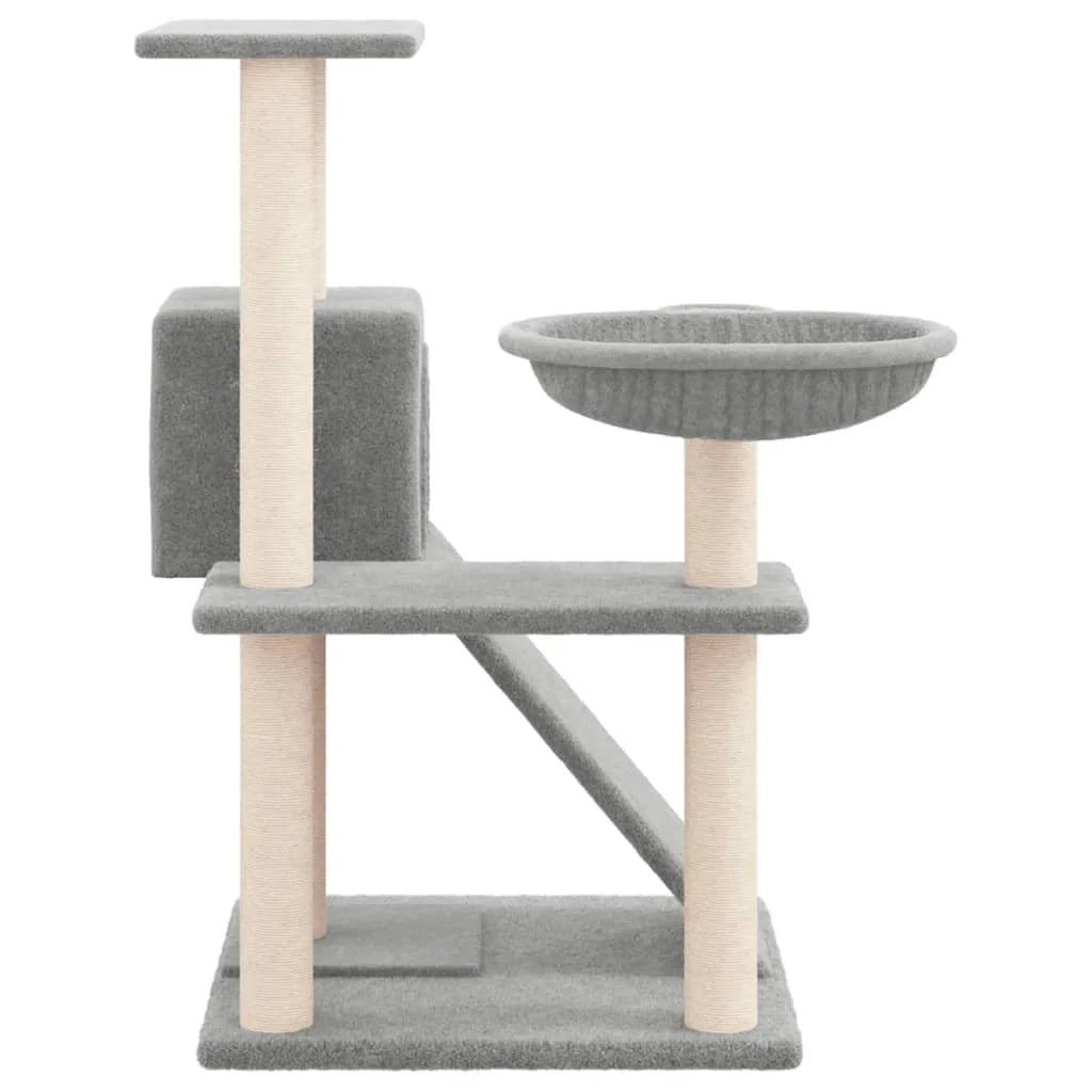 Tiragraffi per gatti torre per arrampicata giocattolo piattaforma per arrampicata con tiragraffi in sisal leggero 82 cm grigio 02_0022616