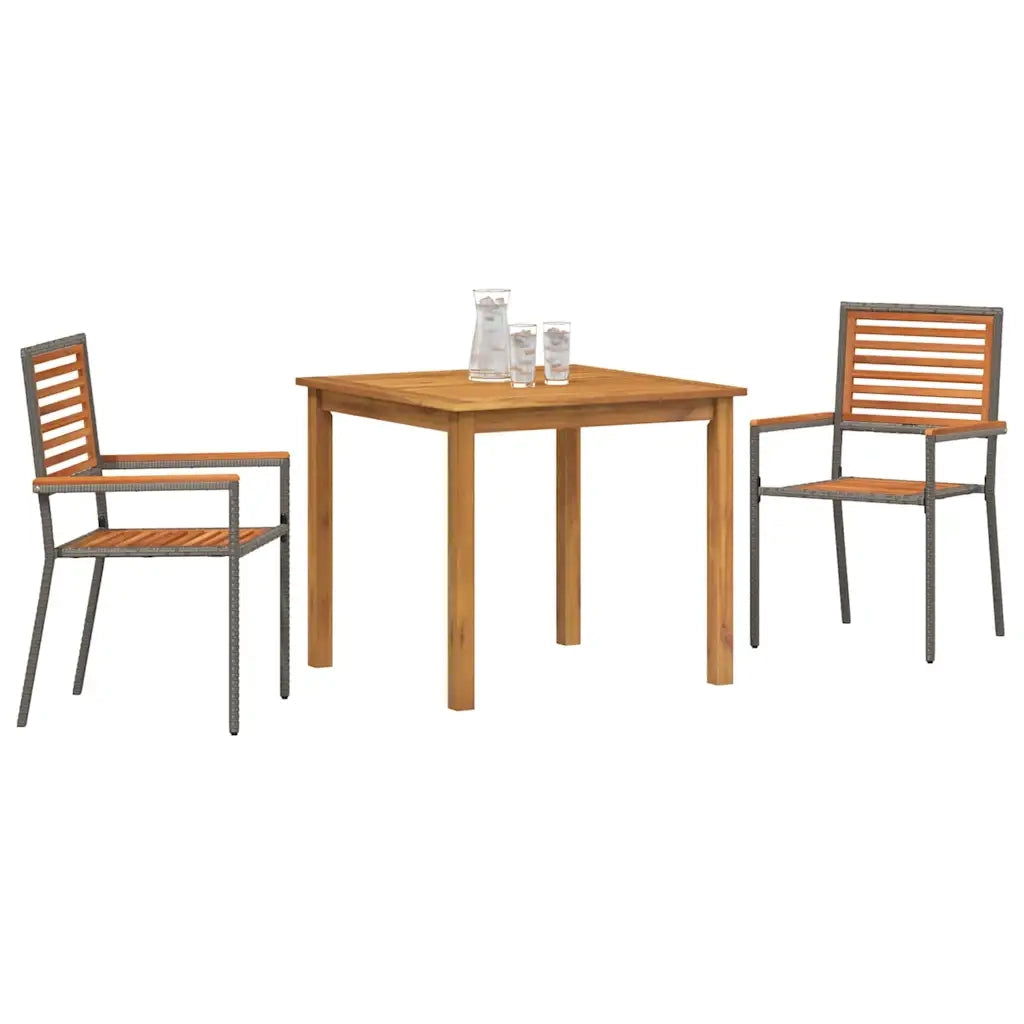 Set da Pranzo per Giardino 3 pz | Set Salotto da Giardino Grigio