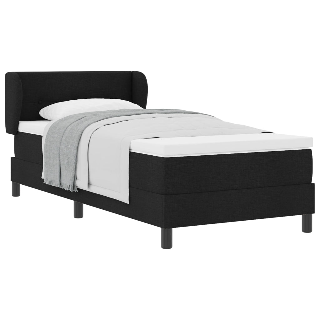 Letto Box Spring con Materasso  Nero 100x200 cm Tessuto