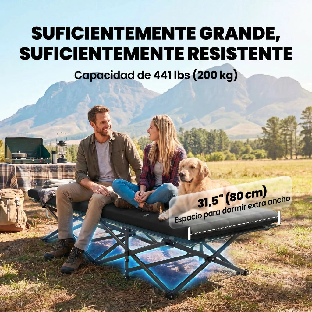 Letto Pieghevole con Materasso Oxford 600D e Testiera ¨C Zephmum ¨C 200 kg Nero