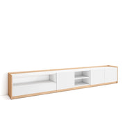 Mobile TV Soggiorno, 310x50x37 cm, Per TV fino a 80", Mobile Soggiorno, Bianco e Rovere soft