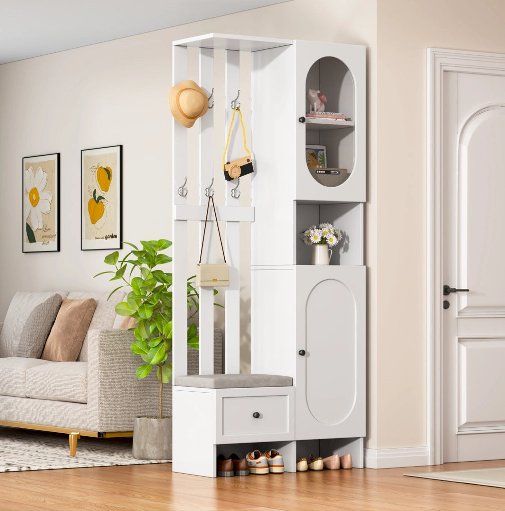 Mobile ingresso multifunzione con doppio armadio e scarpiera