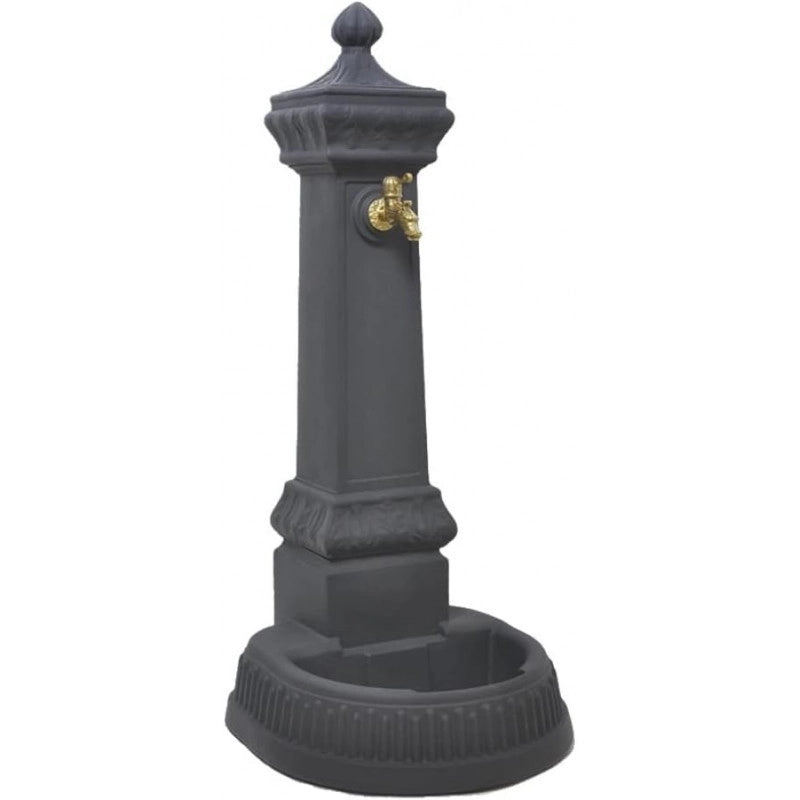 Fontana da giardino decorativa classica tradizionale H120 in polimero resistente antracite per arredo outdoor - Made in Italy - Monacis