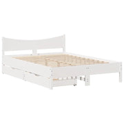 Letto matrimoniale | Letto per adulti | Giroletto con Cassetti Bianco 120x200 cm Legno Massello di Pino