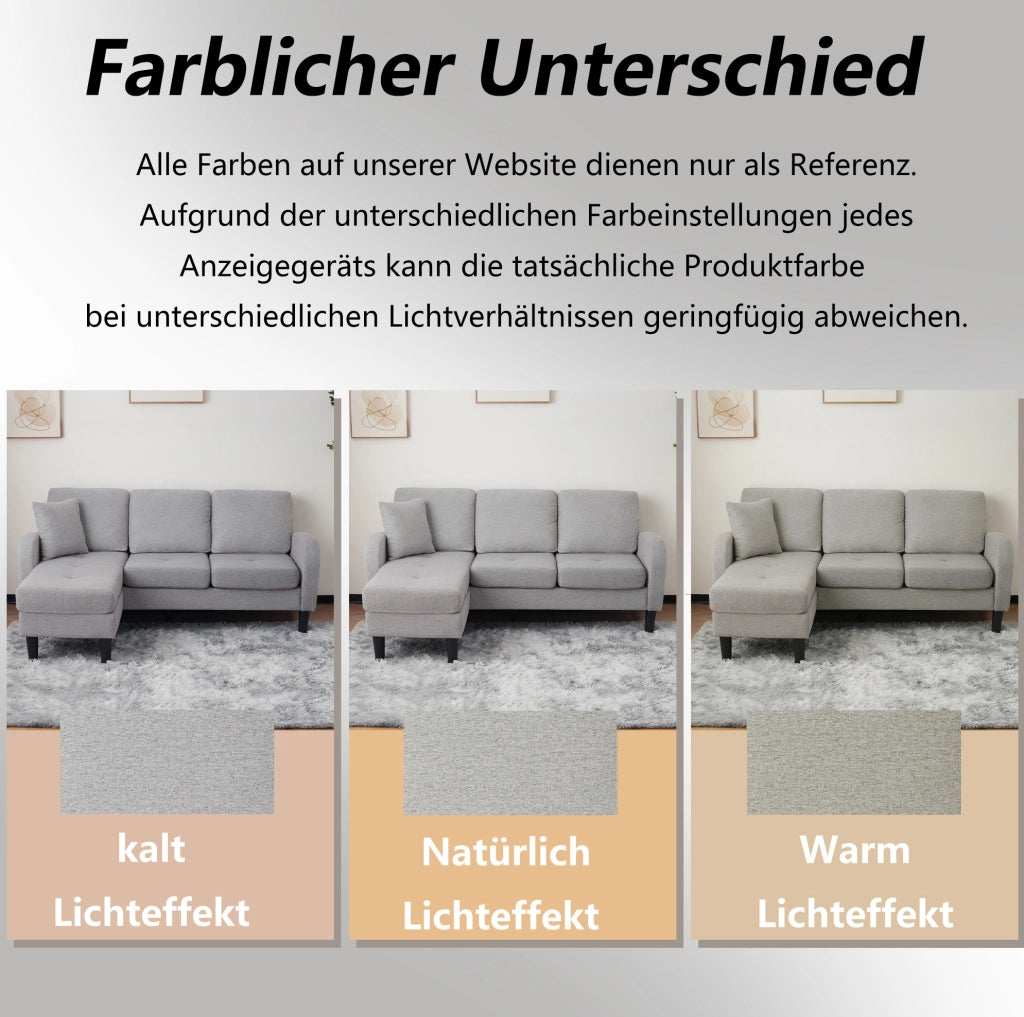 Divano angolare modulare 3 posti con chaise longue grigio