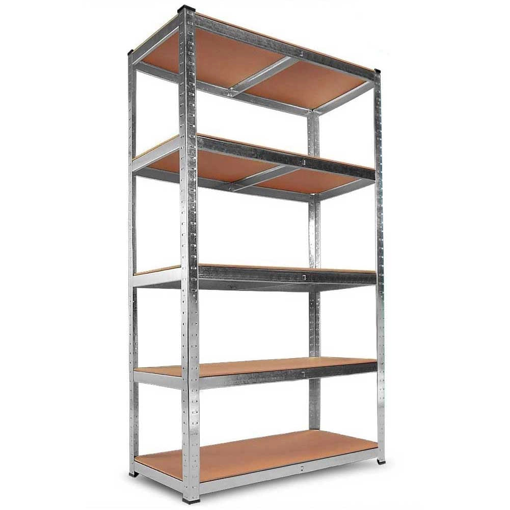 Scaffale 5 Ripiani Metallo e Legno 180x90cm Carichi Pesanti Scaffalatura Zincata