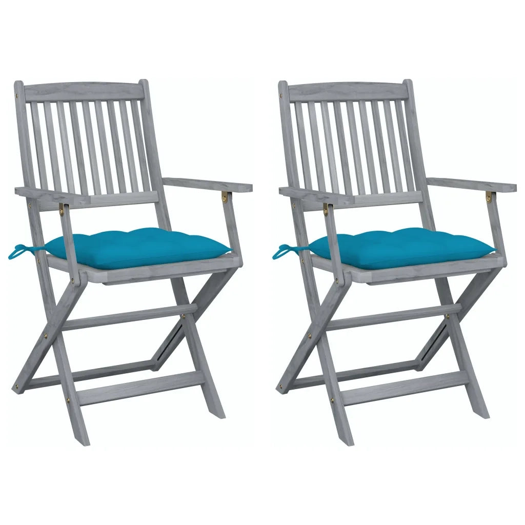 Sedie da Giardino Pieghevoli 2pz con Cuscini in Massello Acacia cod mxl 6921