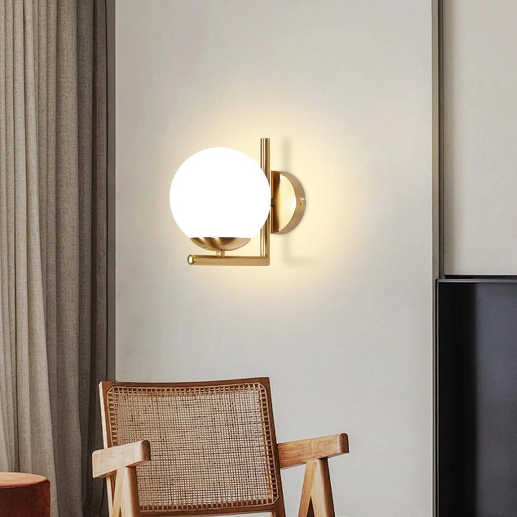 ZMH Lampada da parete moderna per interni in oro con paralume in vetro E27 applique da parete corridoio camera da letto