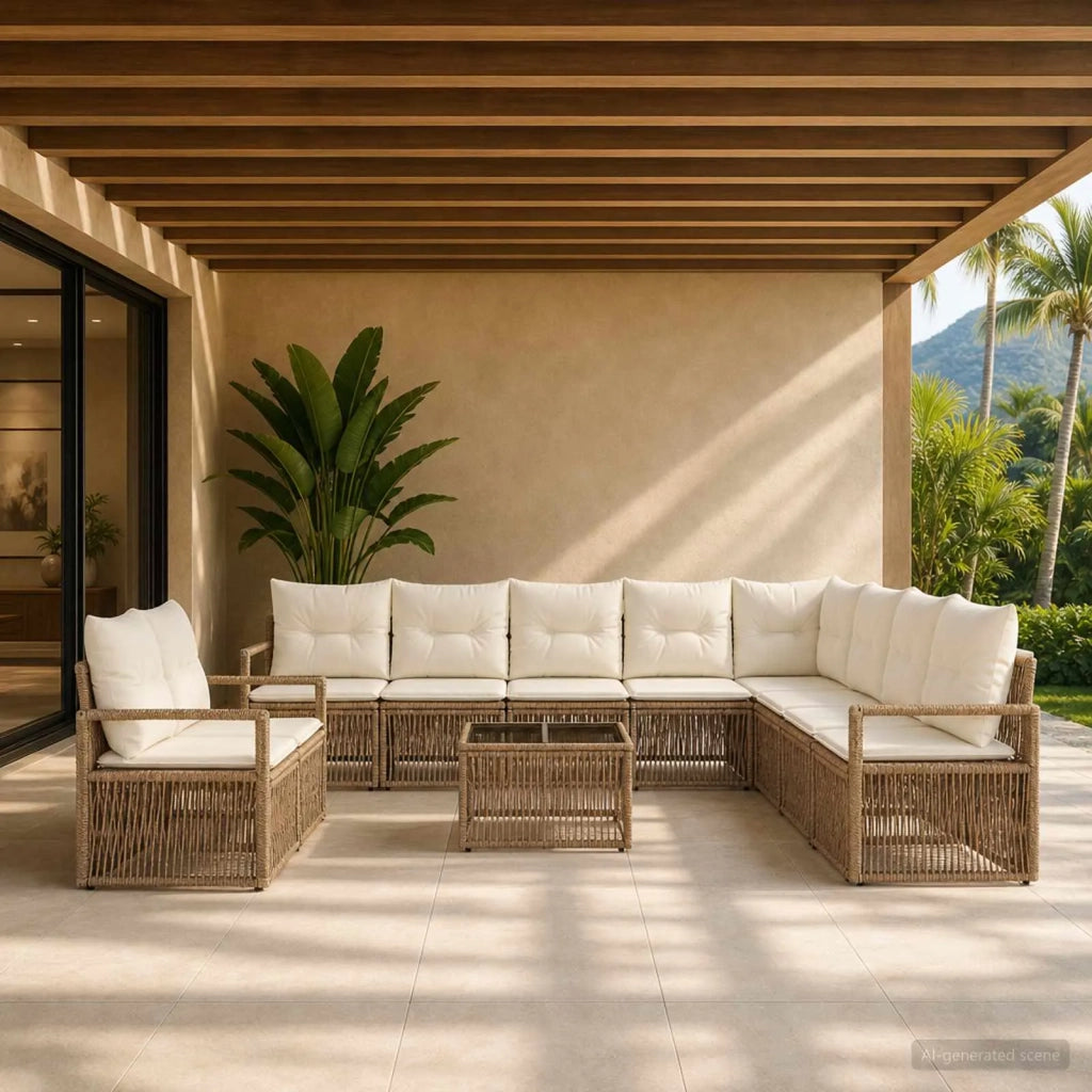 Set Divano da Giardino 11 pcs Beige polyrattan 3435762