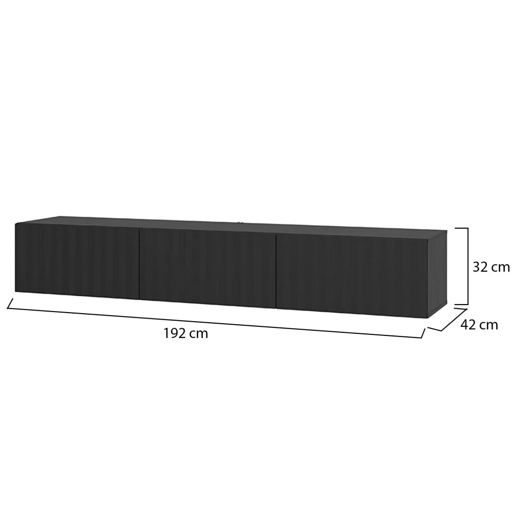 Fossa, Mobile Porta tv un Ripiano, 192x42x32h cm Nero