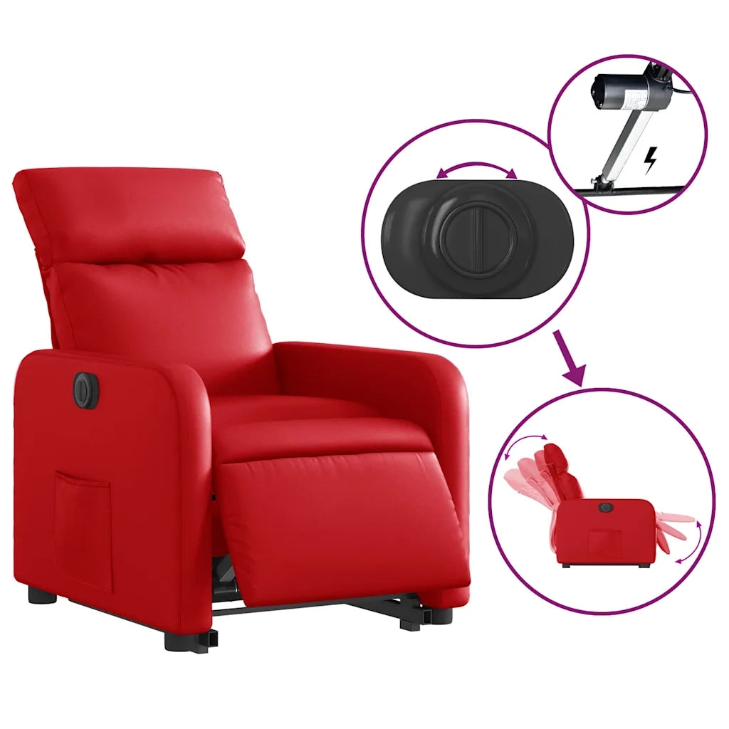 Poltrona Alzapersona Reclinabile Elettrica Rossa in Similpelle 3206768