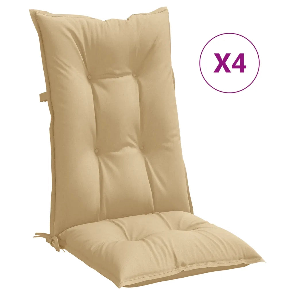 Cuscini Sedia Schiena Alta 4 Beige MÃ©lange 120x50x7 Tessuto