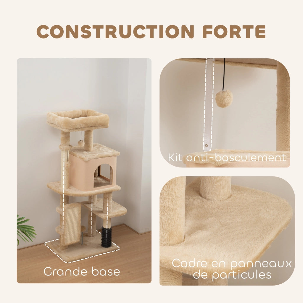 Arbre ¨¤ chat con letto ¨C zephmum ¨C beige 55x44x132 cm
