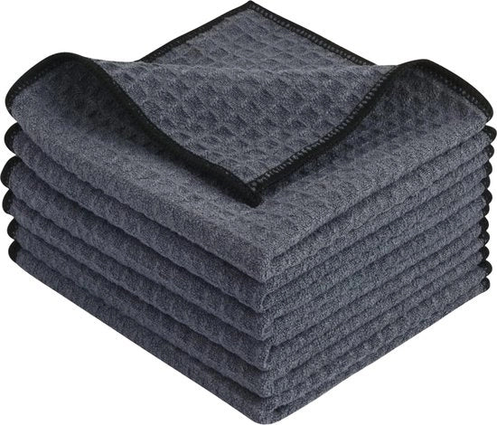 Asciugamani in Microfibra Tessuto a Wafel Densità Ultra Assorbenti 30cm x 30cm 6 Pack Grigio