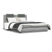 Letto matrimoniale | Letto per adulti | Giroletto Testiera Grigio Sonoma 120x200 cm Legno Multistrato