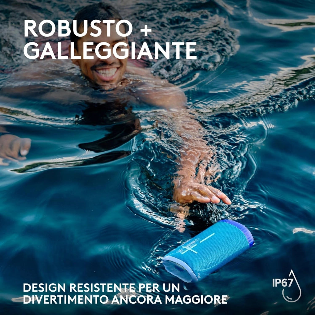 Ultimate Ears EVERBOOM Altoparlante Bluetooth wireless portatile, bassi ottimali, audio a 360 gradi, IP67 impermeabile e galleggiante, fino a 20 ore di durata della batteria- Blu