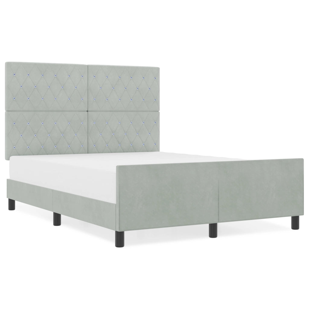 Letto Grigio Chiaro 160x200 cm in Velluto