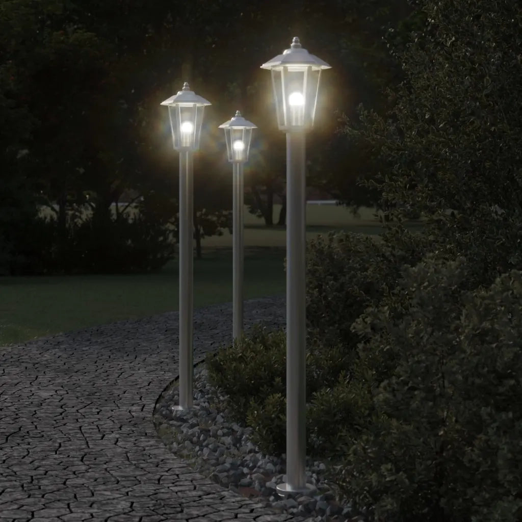vidaXL Lampada da Terra per Esterni Argento 120 cm in Acciaio Inox