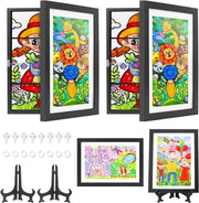 Display per Opere d'Arte per Bambini - 2 Pezzi - Nero - Legno