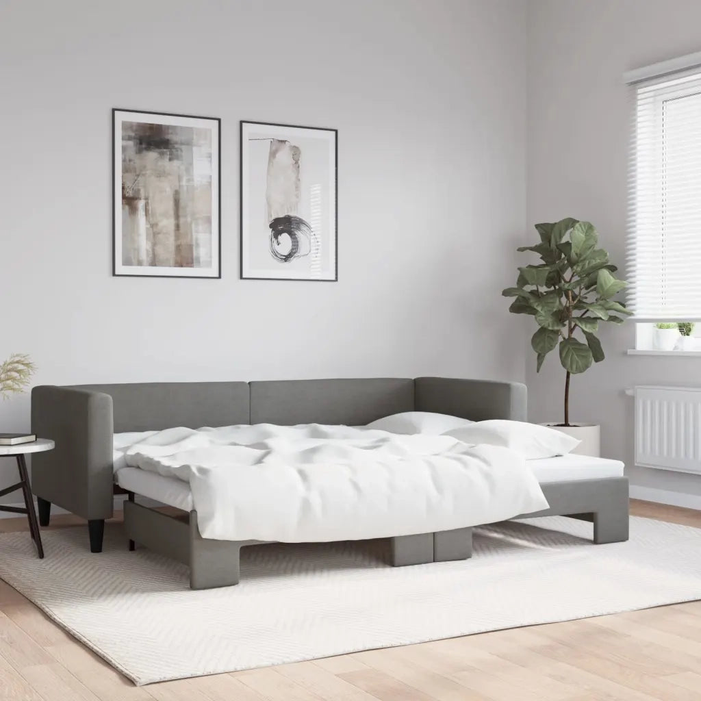 Divano letto | Sof¨¤ letto | Letto singolo Estraibile Grigio Scuro 80x200 Tessuto