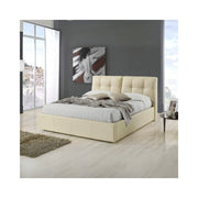 Letto matrimoniale con contenitore Melia ecopelle crema