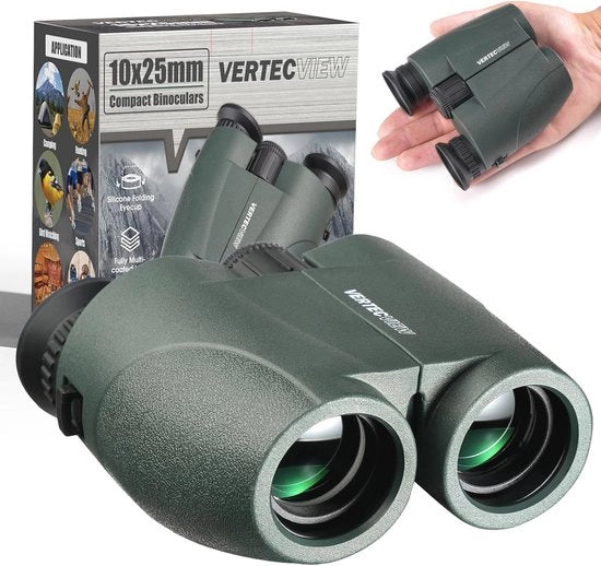 Verrekijker compattibile 10x25 - Ottico HD e impermeabile per osservare uccelli, concerti, sport e viaggi.